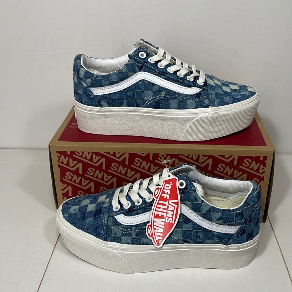 Vans Old Skool stacked Woven Denim multi platform
